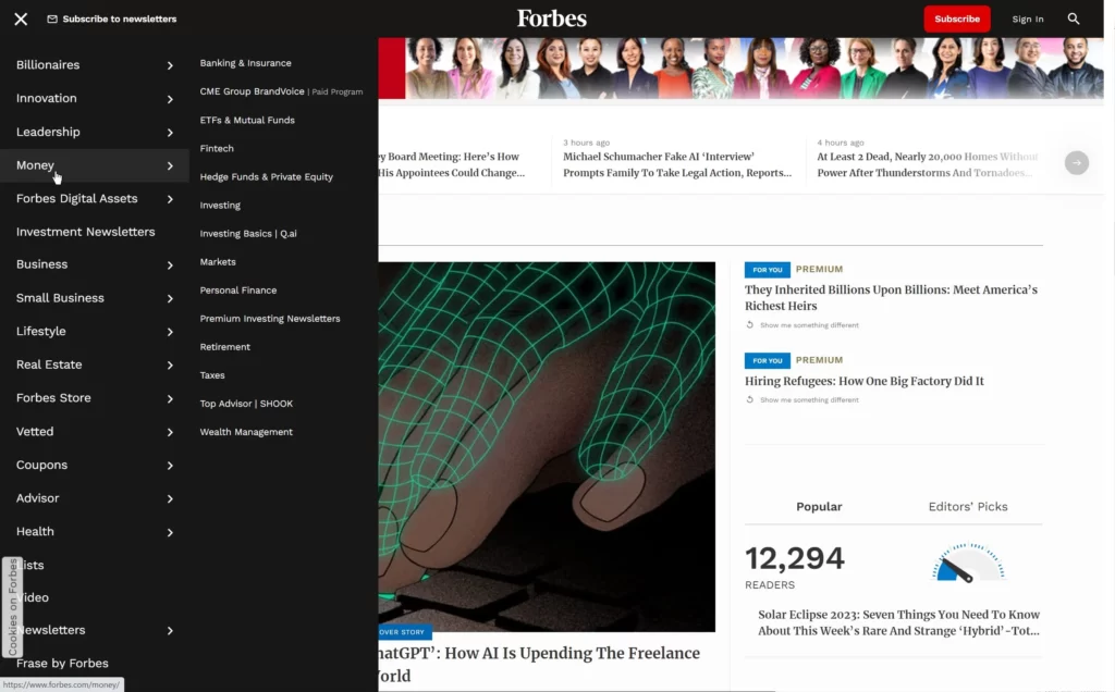 cookie di terze parti FORBES categorie